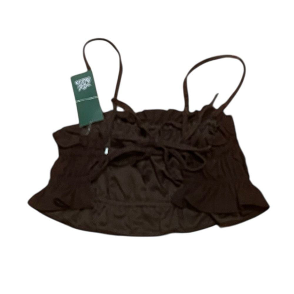Wild Fable Brown‎ Line Ruffle Crop Top, Size XS, NWT - Picture 4 of 8